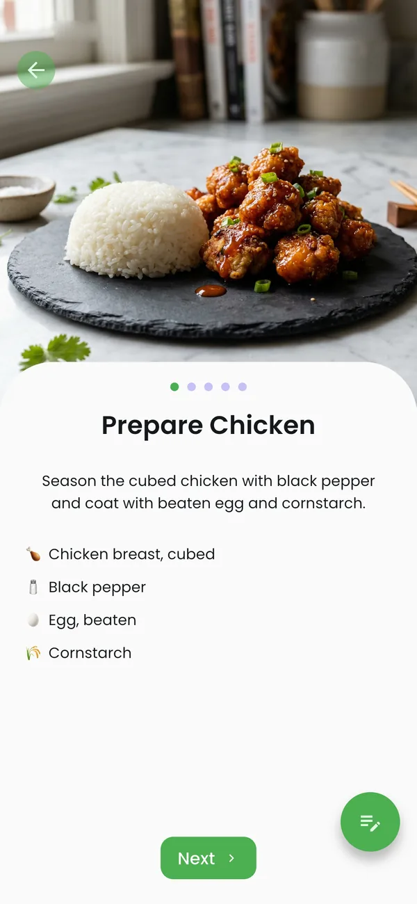 A cooking step with its ingredients